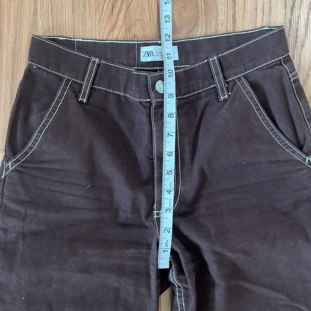 Zara - brown contrast stitch cargo pants - size 2 - 100% cotton - Picture 7 of 9